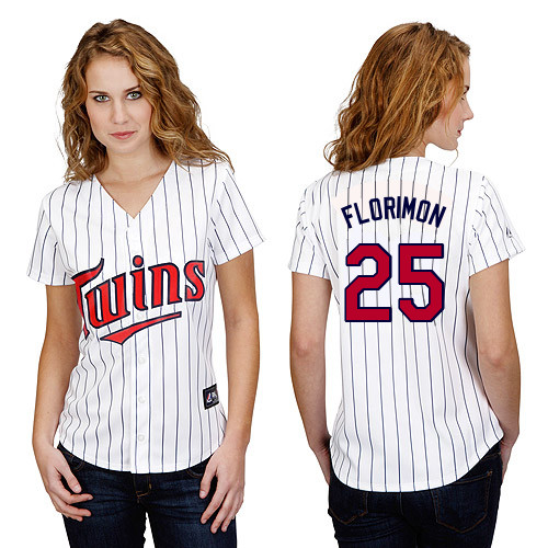 Pedro Florimon #25 mlb Jersey-Minnesota Twins Women's Authentic Home White Baseball Jersey